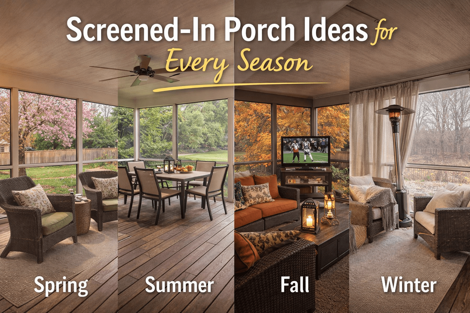 Screened porch design by for each season by K&K exteriors