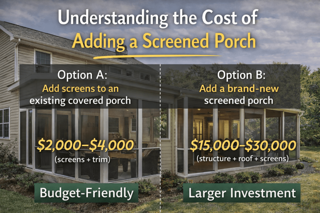 Understanding the cost of screened porch