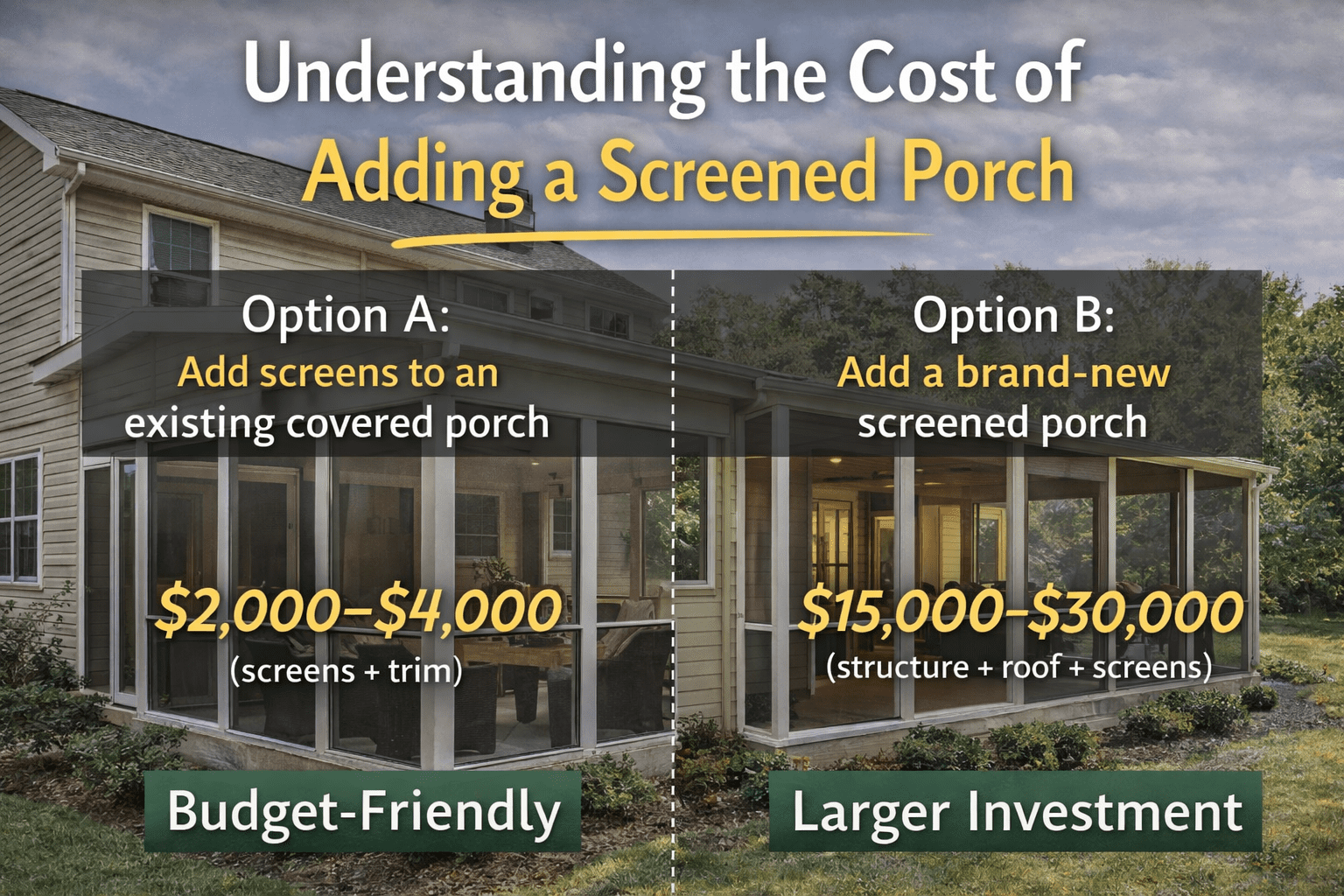 Understanding the cost of screened porch